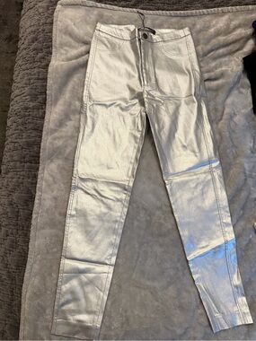 Zara Metallic Silver Skinny Jeans